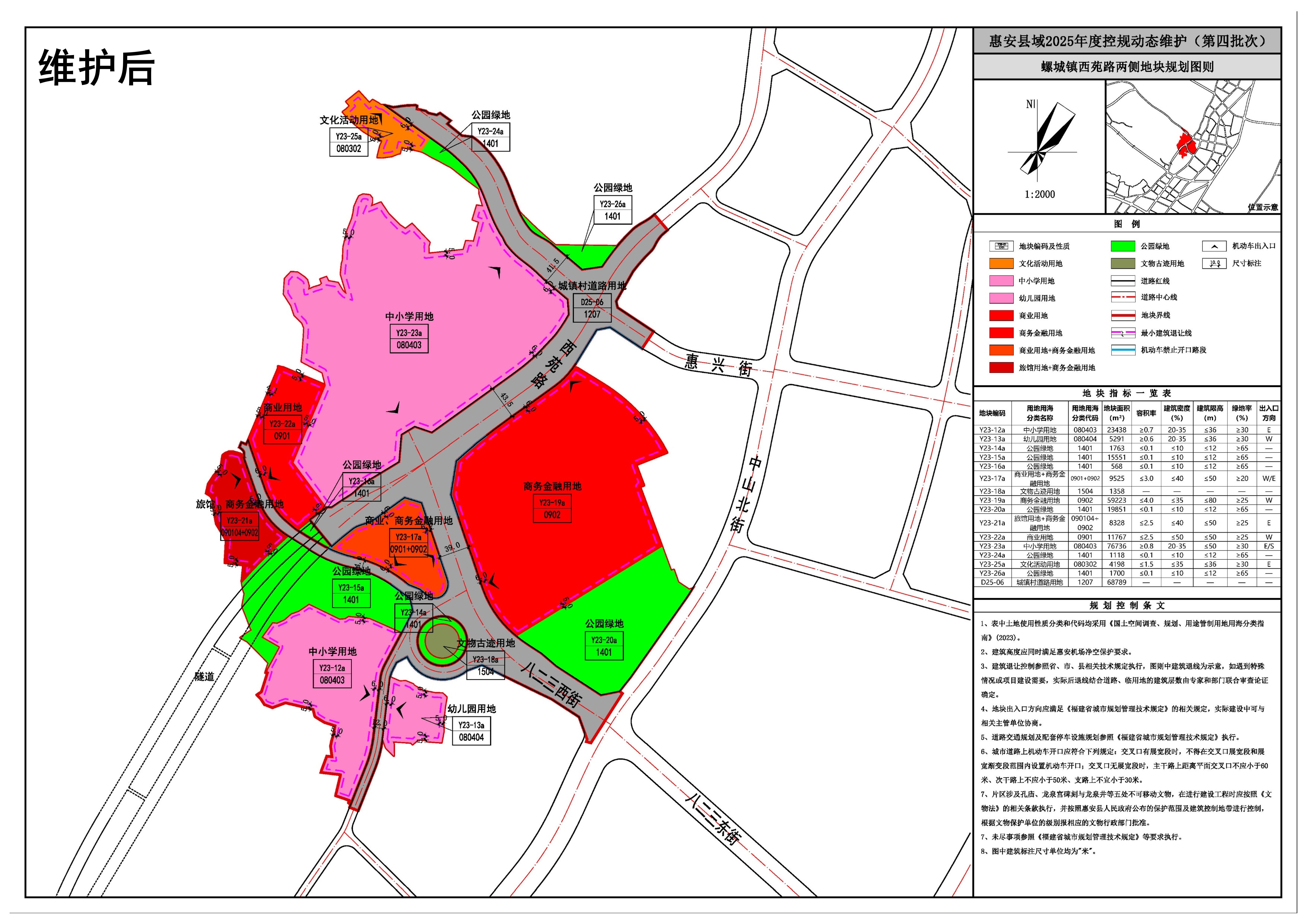 动态维护二:螺城镇西苑路两侧地块规划图则维护后